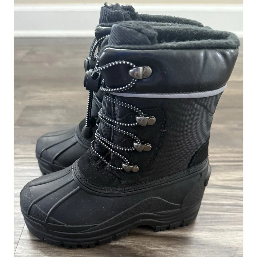 Kids Unisex Preschool Winter Snow‎ Boots Size 12 Black New Cozy Warm
